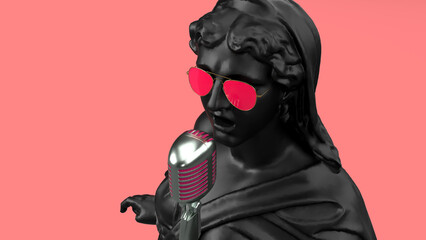3d render pink background black singer romantic music