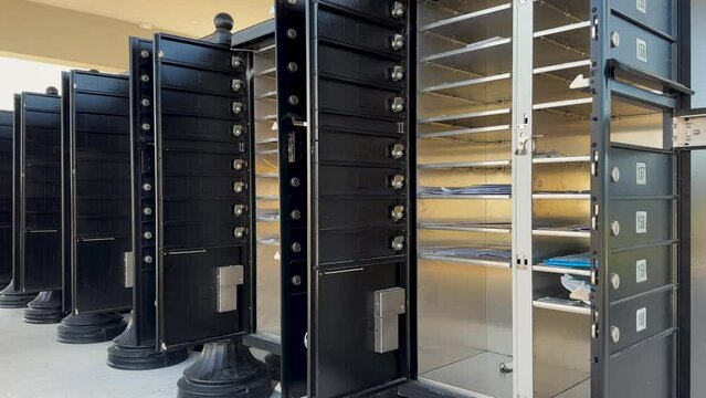 An Amazon Locker which may be used by Amazon customers as a pick up point for mail order goods.