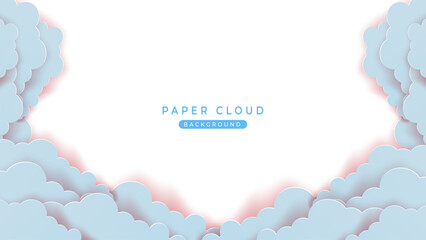 blue paper cloud background with copy space
