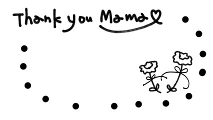 母の日の、コピースペースのあるシンプルでカッコいい、オシャレな手描きイラストのメッセージカード。