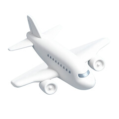 Cute Airplane 3d icon cartoon style on isolated transparent background png. Generative ai