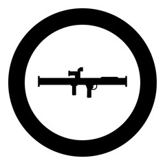 Naklejka premium Store grenade launcher bazooka gun rocket system icon in circle round black color vector illustration image solid outline style