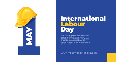 International labour Day May 1 Banner With Safety Helmet on Number One Illustration Concept