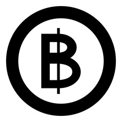 Symbol Baht Thailand money cash currency sign icon in circle round black color vector illustration image solid outline style