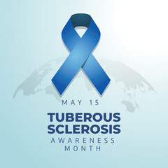 tuberous sclerosis awareness month design for celebration. blue ribbon of tuberous sclerosis awareness month. blue ribbon design illustration.
