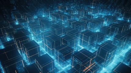 3d rendering of data storage concept. Computer generated abstract background,Digital data storage concept.Generative Ai