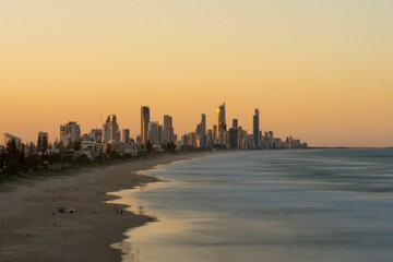 Sunset view of the Gold Coast and skyline in the background, Australia