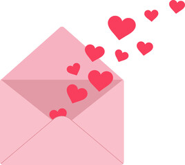 Many hearts float out from the love letter