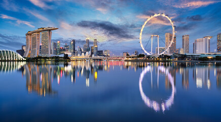 Singapore panorama skyline at sunrise, Marina bay