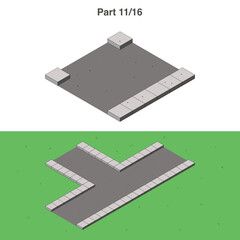 Isometric road street pavement element, 3d city roads, elements for games and web sites. Game development conceptual illustration design. Part 11 of 16.