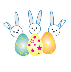 easter bunnies with beautiful easter eggs