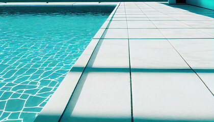 Empty poolside surface with summer travel hotel swim. AI generated