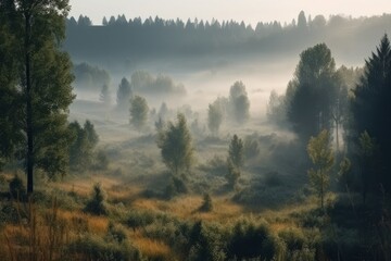 Obraz na płótnie Canvas fog in the mountains made with generative ai
