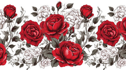 roses on a white background drawing - by generative ai