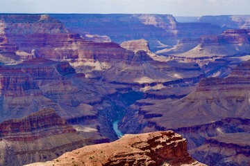 Landscape view of the Grand Canyon National Park in Arizona on a sunny day