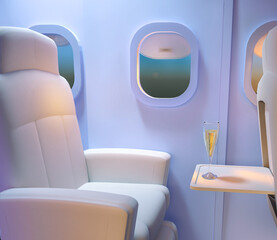 Fototapeta premium White leather armchair in aircraft