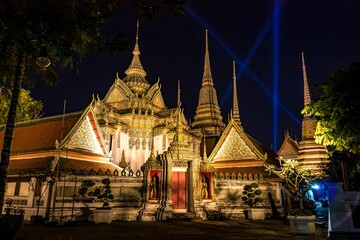 Fototapeta premium Aerial view of Wat Phra Chetuphon temple in Thailand