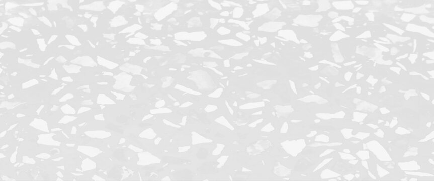 Quartz surface white for bathroom or kitchen countertop, white terrazzo flooring texture background. realistic raster pattern of mosaic floor with natural stones, granite, marble, quartz, concrete.	