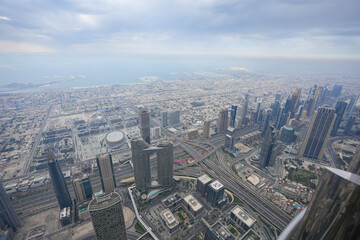 Dubai. view from the Burj Kalifa building. aerial photography.