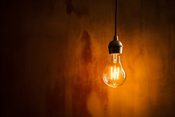 light bulb in dark old room. Illiustration of ideas. Generative AI