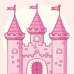 illustration of a pink castle in a vector