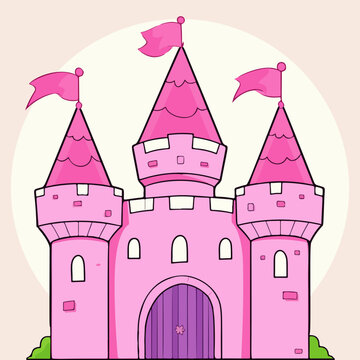 recommend clip art: illustration of a pink castle in a vector