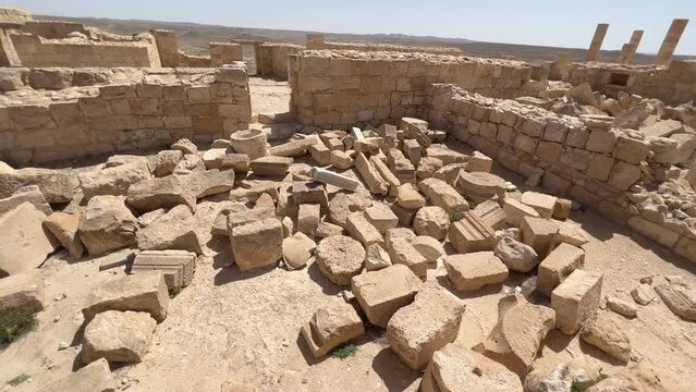 Avdat national park, Ancient Nabatean ruins in the Negev Desert, Israel, 4k cinematic