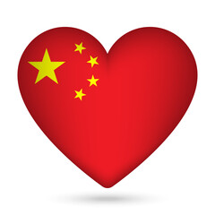 China flag in heart shape. Vector illustration.