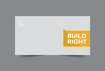 Construction Social Media Banner template. Marketing Materials | Post, Cover | Instant Download, Editable Design