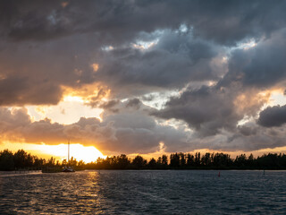 Sunshine after the rain on Ketelmeer lake, Flevoland, Netherlands