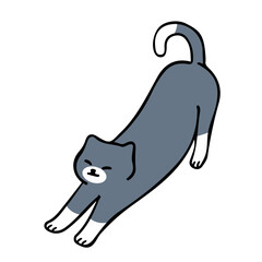 A cat in an outline style character design and a flat design style minimal vector illustration.