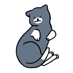 A cat in an outline style character design and a flat design style minimal vector illustration.