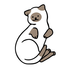 A cat in an outline style character design and a flat design style minimal vector illustration.