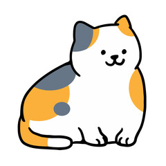 A cat in an outline style character design and a flat design style minimal vector illustration.