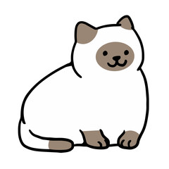 A cat in an outline style character design and a flat design style minimal vector illustration.