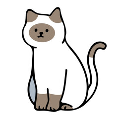 A cat in an outline style character design and a flat design style minimal vector illustration.