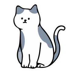 A cat in an outline style character design and a flat design style minimal vector illustration.