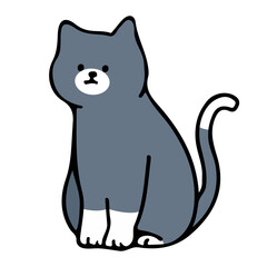 A cat in an outline style character design and a flat design style minimal vector illustration.