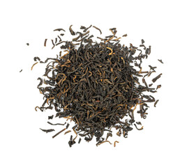 Black Tea Leaves Isolated, High Quality Black Tea Pile, Dry Organic Indian Drink, Black Tea Leaves on White