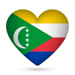 Comoros flag in heart shape. Vector illustration.