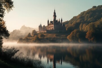 castle in the morning made with generative ai