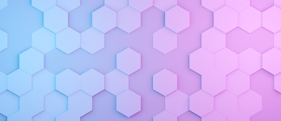 Obraz na płótnie Canvas Hexagonal background with blue and pink gradient hexagons, abstract futuristic geometric backdrop or wallpaper with copy space for text