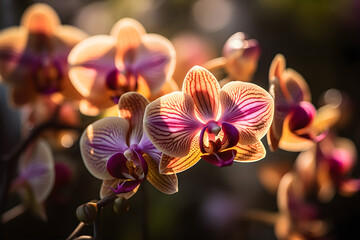 Purple and white orchids, sunny weather, Generative AI, generative, AI