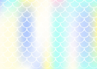 Holographic scale background with gradient mermaid.