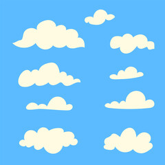 set of random hand drawn cloud illustrations