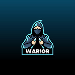 Vector Logo Illustration Warrior E-Sports and Sports Style.