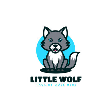 Vector Logo Illustration Wolf Mascot Cartoon Style.