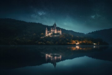 castle at night made with generative ai