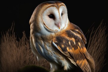 an owl perched on a tree branch in the moonlight. Generative AI