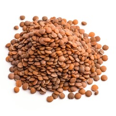 Pile of brown lentils vegetable protein ingredient for food recipes Generative AI Illustration